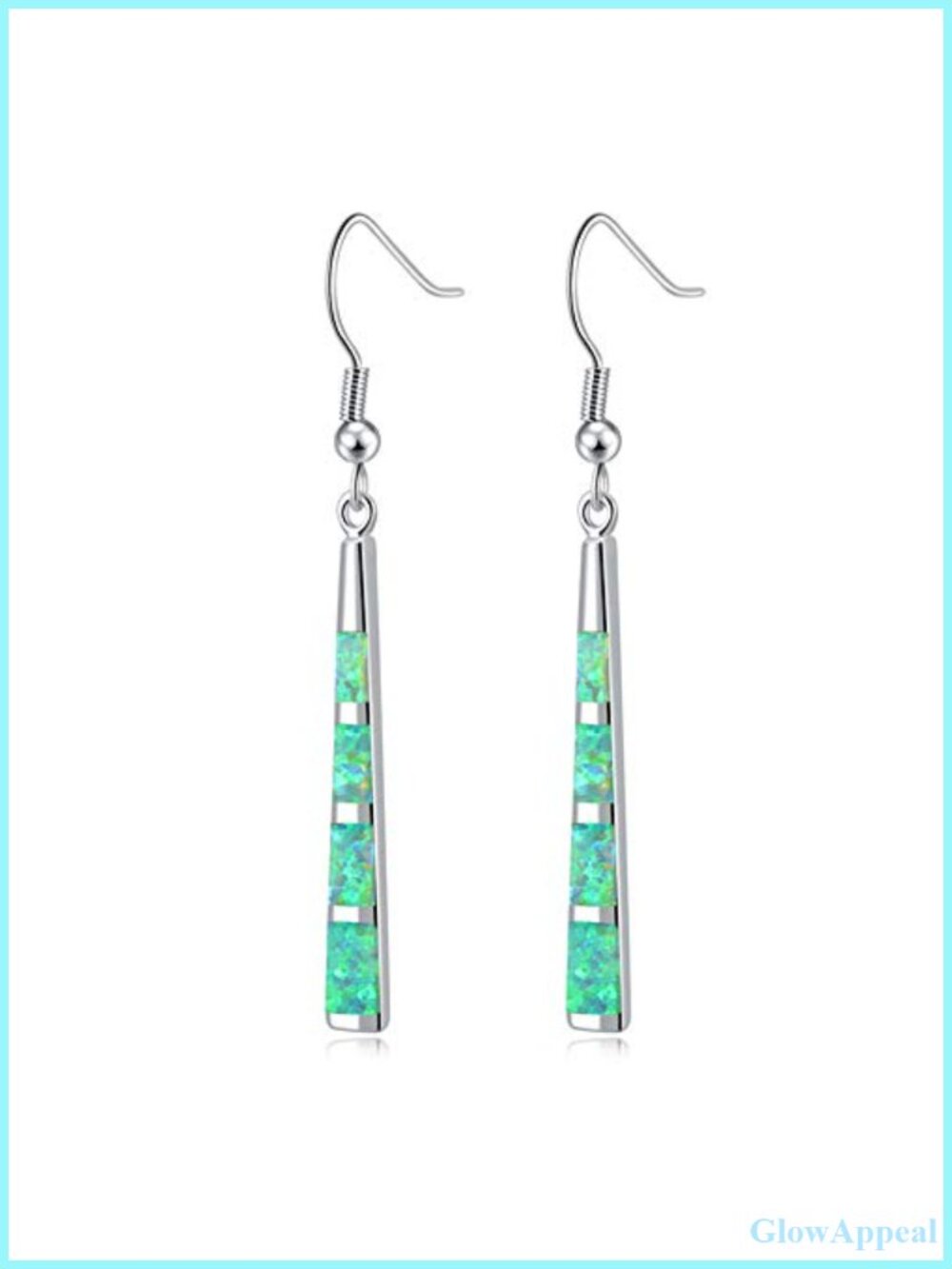 Opal Drop Earrings Silver Plated Dangle Bar for Women